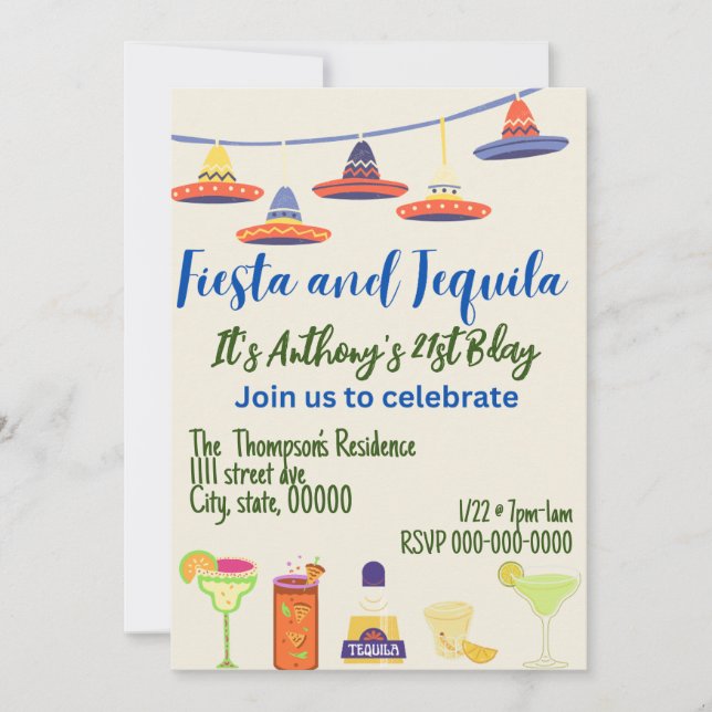 Anpassningsbar inbjudan till lycklig 21:a födelsed (Framsida)