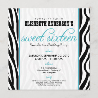 :anpassningsbar: Inbjudan till Zebra Sweet 16 Part