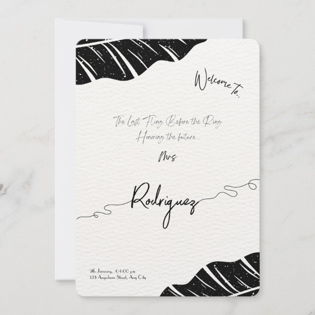 Anpassningsbar Inbjudningskort för möhippan - Eleg (Framsida)