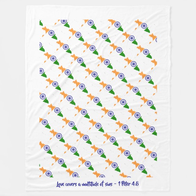 ANPASSNINGSBAR INDIA FLAGGA FLEECEFILT (Framsidan)