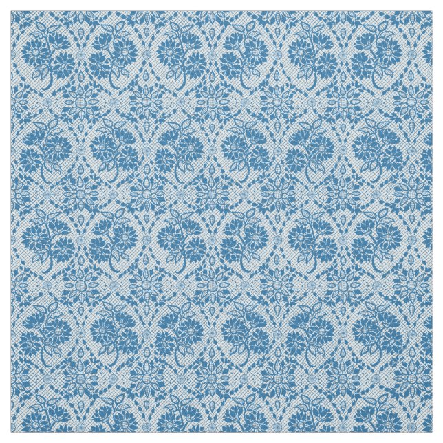 Anpassningsbar Indigo Blue Blommigt Faux Snöre Mön Tyg (Provkarta)