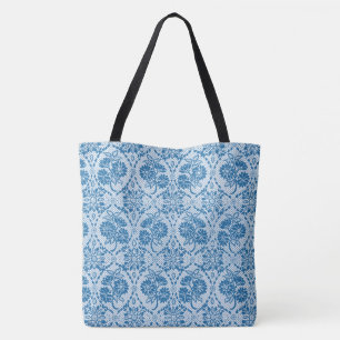 Anpassningsbar Indigo Blue Blommigt Faux Snöre Mön Tygkasse
