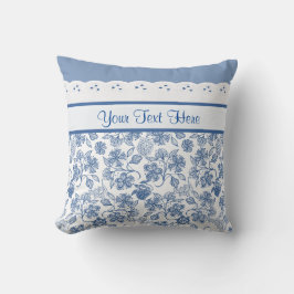 Anpassningsbar Indigo Blue on White Blommigt and F Kudde