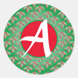 ANPASSNINGSBAR INITIAL GRÄS CONE CHRISTMAS DESIGN  RUNT KLISTERMÄRKE