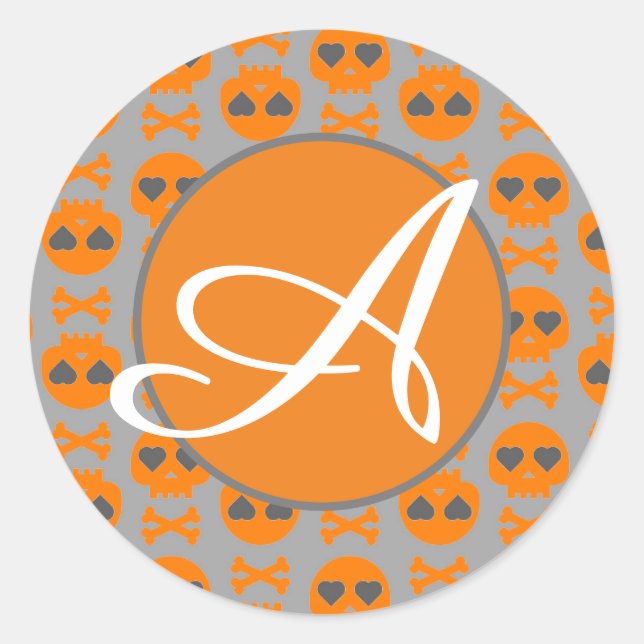 ANPASSNINGSBAR INITIAL HALLOWEEN STICKER RUNT KLISTERMÄRKE (Framsida)