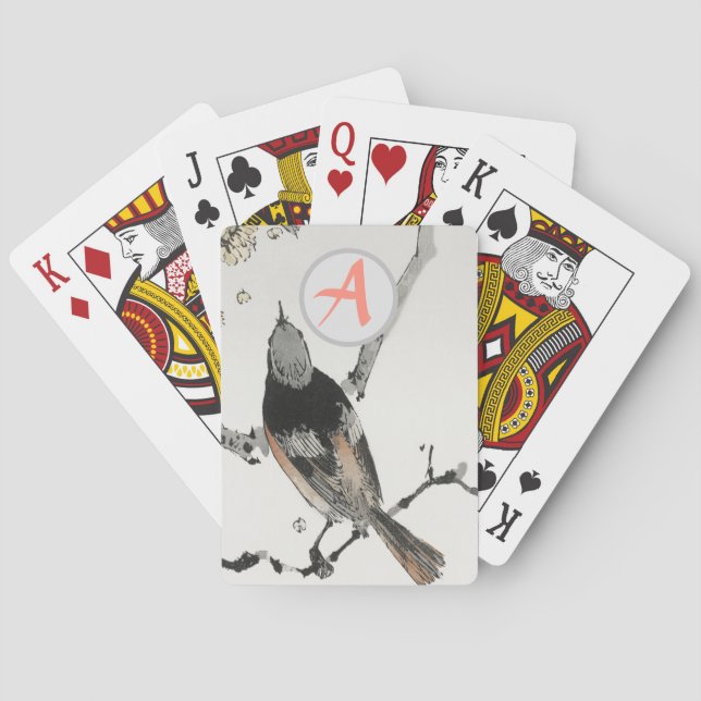 ANPASSNINGSBAR INITIAL JAPANESE BIRD Classic-spelk Casinokort (Baksidan)