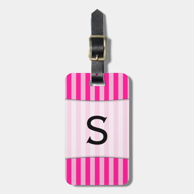 Anpassningsbar Initial + Ljus rosa och djupgående  Bagagebricka (Vertikal Framsida)