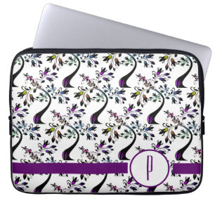 Anpassningsbar Initial Monogram Rainbow Träd Mön Laptop Fodral