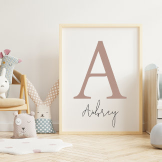 Anpassningsbar Initial & Namn | Modern monogrammok Poster