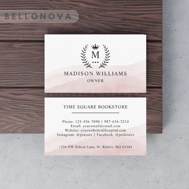 Anpassningsbar Initial & Namn White Black Rosa Mon Visitkort (Skapare uppladdad)