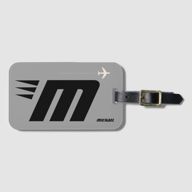 anpassningsbar initial, personlig monogram bagagebricka (Framsida horisontal)