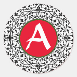 ANPASSNINGSBAR INITIAL STICKER CHRISTMAS ENVELOPE  RUNT KLISTERMÄRKE