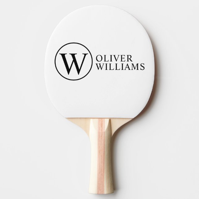 Anpassningsbar Initial W Circle Monogram Vit Pingisracket (Framsidan)