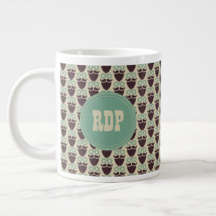 Anpassningsbar Initialer Beards & Eyeglasses Hipst Jumbo Mugg