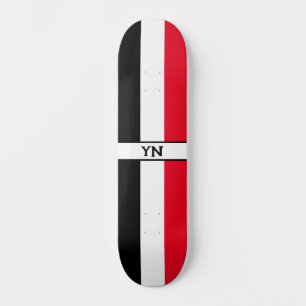 Anpassningsbar Initialer Black, White & Red Skateb Mini Skateboard Bräda 18,5 Cm