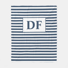 Anpassningsbar Initialer Blue/White Rand Fleece Bl