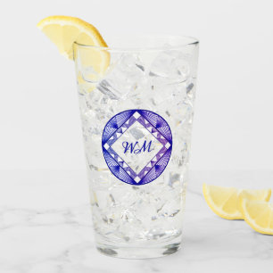 Anpassningsbar Initialer Elegant Lila Blue Chic Ar Glaskopp