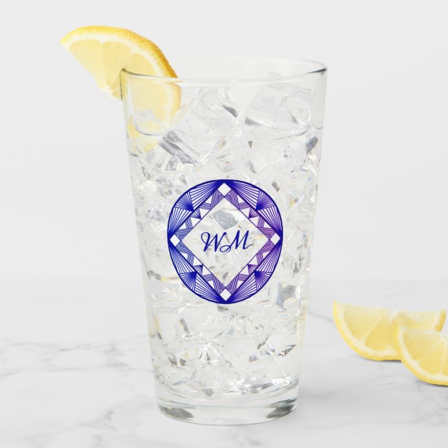 Anpassningsbar Initialer Elegant Lila Blue Chic Ar Glaskopp (Framsida Ice)