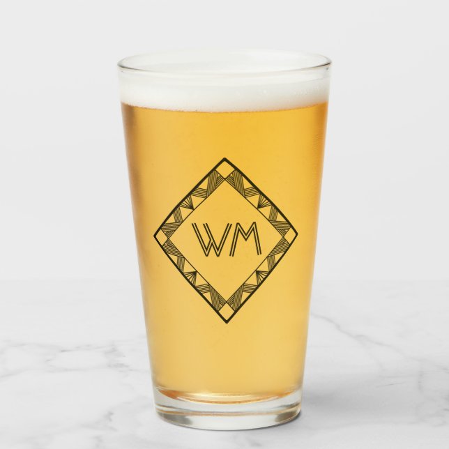 Anpassningsbar Initialer Elegant Manly Black Chic  Glaskopp (Framsida fylld)