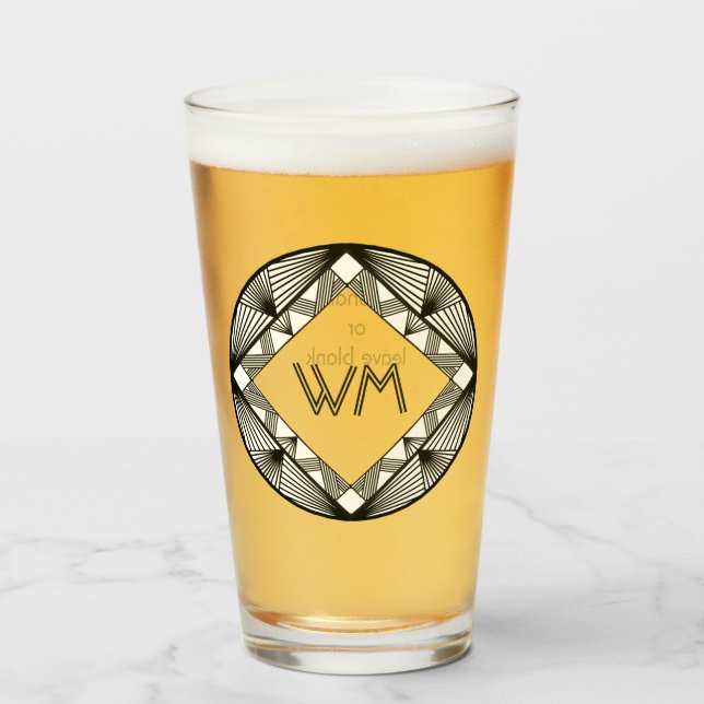 Anpassningsbar Initialer Elegant Manly Chic Black  Glaskopp (Framsida fylld)