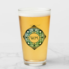 Anpassningsbar Initialer Elegant Manly Grönt Chic  Glaskopp