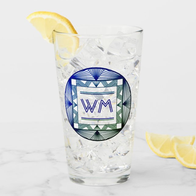 Anpassningsbar Initialer Elegant Manly Grönt Chic  Glaskopp (Framsida Ice)