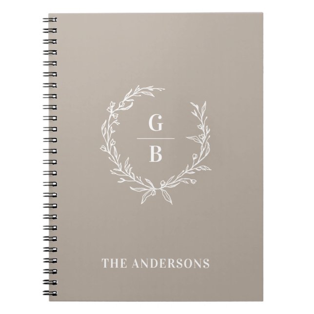 Anpassningsbar Initialer Elegant Monogram-familjen Anteckningsbok (Framsidan)