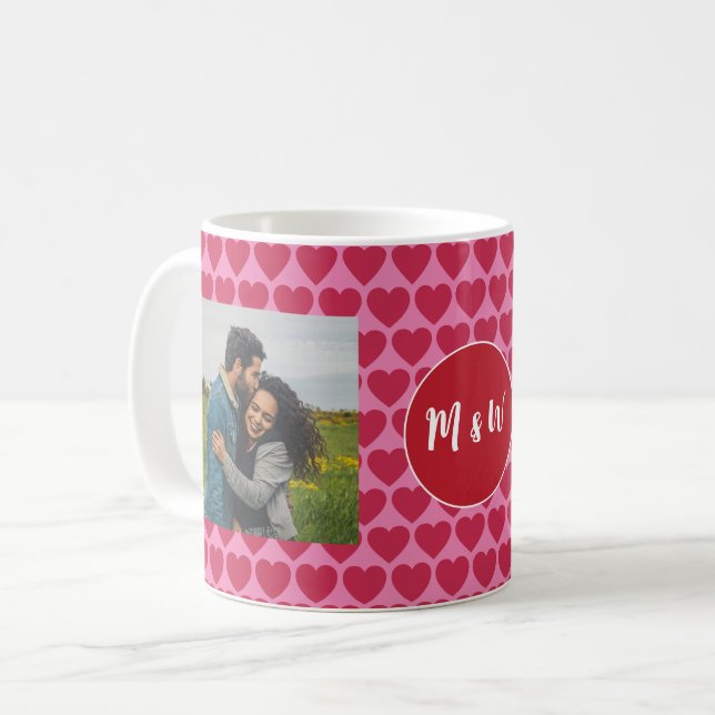 Anpassningsbar Initialer I Kärlek You 2-Photo Kaffemugg (Framsida vänster)