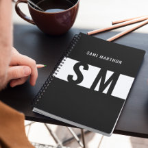 Anpassningsbar Initialer l Elegant Black & White M