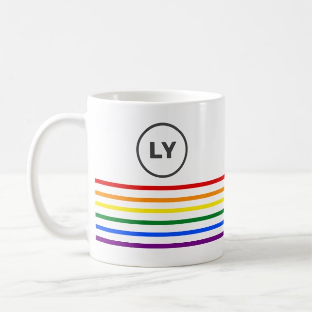 Anpassningsbar Initialer LGBT Pride Flagga Rand Kaffemugg (Vänster)