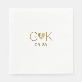 Anpassningsbar initialer med fingret guld kärlek,  pappersservett