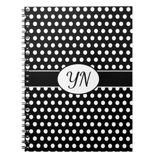 Anpassningsbar initialer Polka Dot Anteckningsbok (Framsidan)