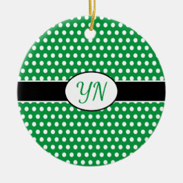Anpassningsbar initialer Polka Dot Julgransprydnad Keramik