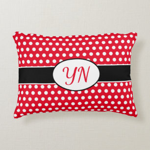 Anpassningsbar initialer Polka Dot Prydnadskudde