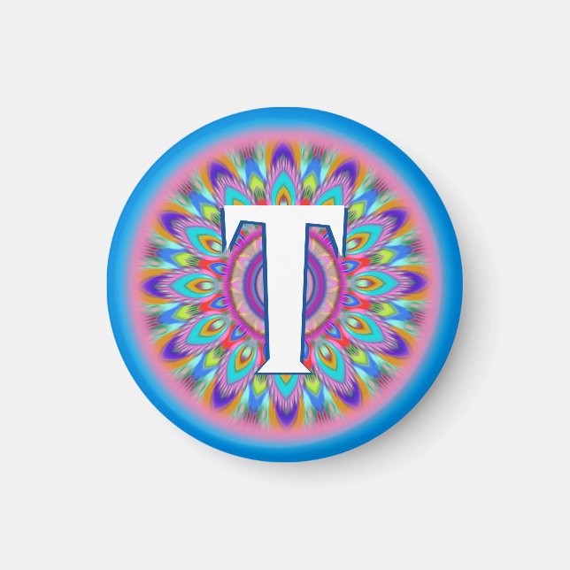 Anpassningsbar initialer psychedelie fridge magnet (Framsidan)