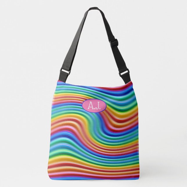 Anpassningsbar initialer Rainbow Pride Large Tote  Axelväska (Framsida)
