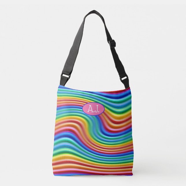 Anpassningsbar initialer Rainbow Pride Tote Bag. Axelväska (Framsida)