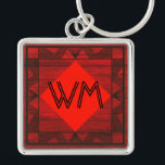 Anpassningsbar Initialer Red Wood Modern Rustic Ar Fyrkantig Silverfärgad Nyckelring<br><div class="desc">Klassy Art Deco inspirerade till monogrammerad design för elegant manar.</div>