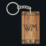 Anpassningsbar Initialer Wood Modern Rustic Farmho Nyckelring<br><div class="desc">Klassy Art Deco inspirerade till monogrammerad design för elegant manar.</div>