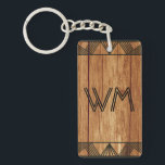 Anpassningsbar Initialer Wood Modern Rustic Farmho Nyckelring<br><div class="desc">Klassy Art Deco inspirerade till monogrammerad design för elegant manar.</div>