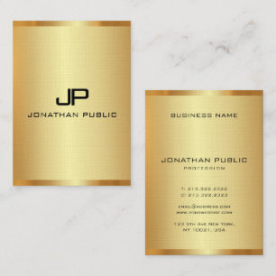 Anpassningsbar Inledande Monogram Elegant Faux Gul Visitkort