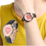 Anpassningsbar Inledande monogram koralt vattenfär Armbandsur<br><div class="desc">Gör handleden till en speciell personlig-gåva. Den har en korallvattenfärgbakgrund som kompletterar det ursprungliga brev monogrammet och namn centrerat på korallhjärtat omgivet av punkter. Anpassa fälten i mallen, ta bort en eller båda, eller klicka på anpassa om du vill välja ett teckensnitt stil, storlekt och färg som du vill använda....</div>