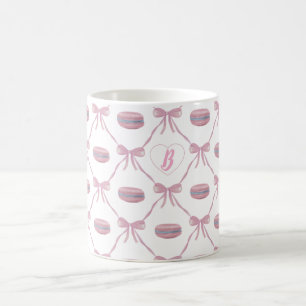 Anpassningsbar Inledande Rosa Girly Coquette Bow & Kaffemugg