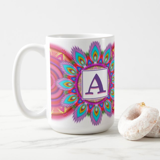 Anpassningsbar inledande stort kaffe mugg Mandala  (Med munk)