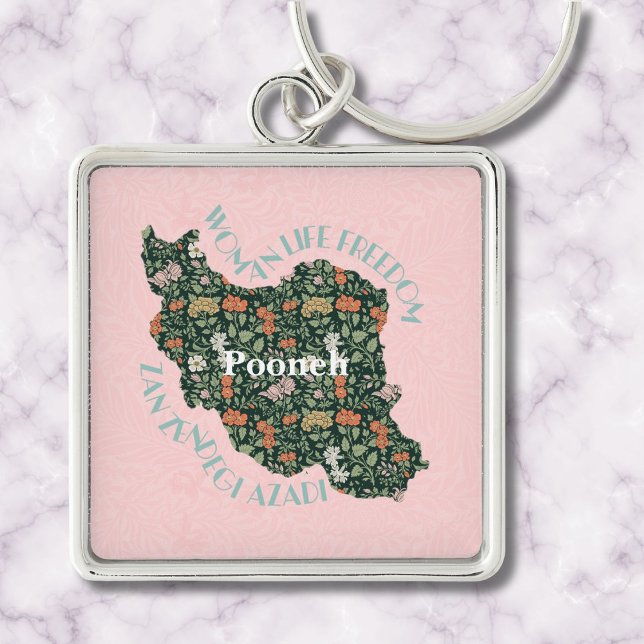 Anpassningsbar inspirationsljud för kvinnlig kvinn fyrkantig silverfärgad nyckelring (Custom Inspirational Bulk Gifts for Women Feminist)