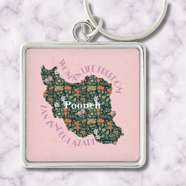 Anpassningsbar inspirationsljud för kvinnlig kvinn fyrkantig silverfärgad nyckelring (Custom Inspirational Bulk Gifts for Women Feminist)