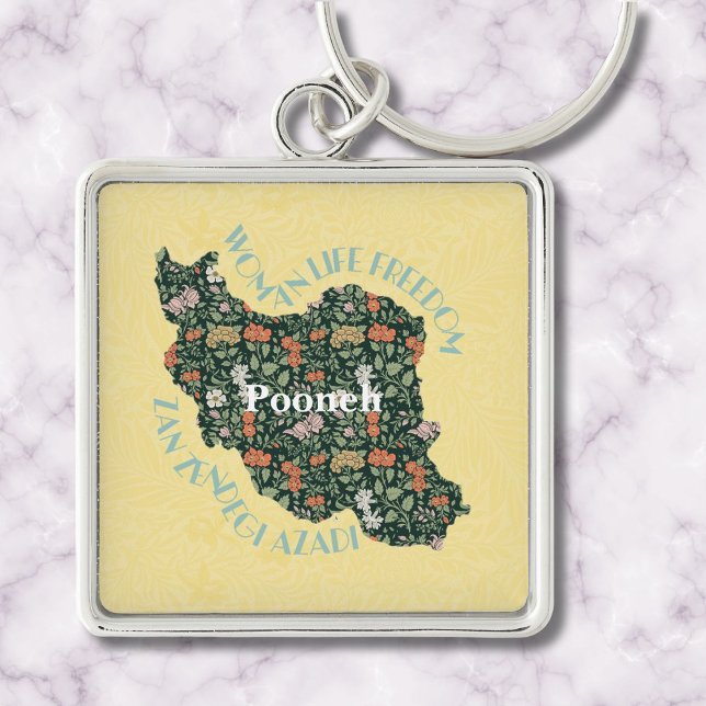 Anpassningsbar inspirationsljud för kvinnlig kvinn fyrkantig silverfärgad nyckelring (Custom Inspirational Bulk Gifts for Women Feminist)