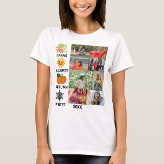 Anpassningsbar Instagram 8 fotokollage årstid T Shirt