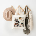 Anpassningsbar Instagram Photo Collage Family Mono Tygkasse<br><div class="desc">Prisvärd anpassningsbar tryckt tote bags-personlig med foton och text. Den här mallen har plats för 4 fyrkantiga Instagram-foton med ett inledande monogram i mitten. Använda designen verktyg för att lägga till din egen text, lägga till fler foton, ändra bakgrunden färg och redigera texten typsnitt och färger för att skapa ett...</div>