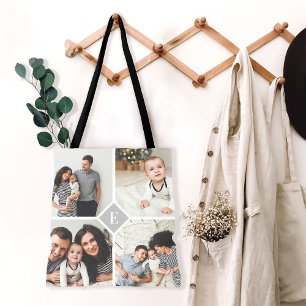 Anpassningsbar Instagram Photo Collage Family Mono Tygkasse